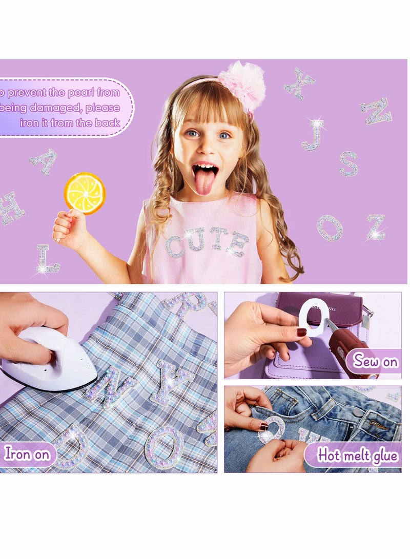 Zikra 52Pcs Letters Pearl Rhinestone Patches, A-Z Glitter Alphabet Self-adhesive Decorative Decals, Craft Supplies Accessories for Fabric Repair DIY Clothes Bag Hats - Image 4