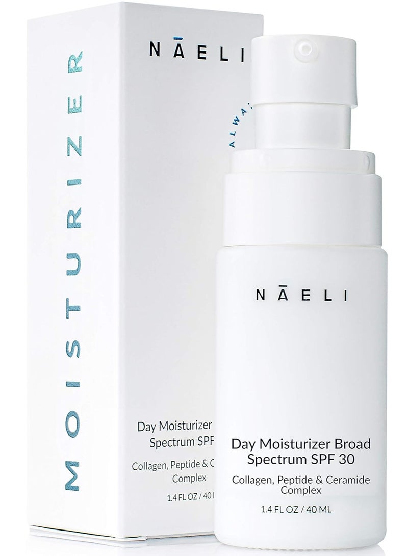 NAELI Face Moisturizer with SPF 30, Anti Aging Collagen & Peptide Cream, Reduces Wrinkles - Lightweight Skin Hydration with Hyaluronic Acid, Paraben Free & Non-Comedogenic Sunscreen, 1.4 oz - Image 1