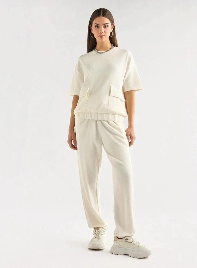 Textured Pocket Detail T-shirt and Joggers Set