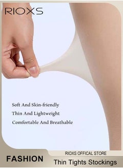 RIOXS Women's 4 Pairs Thin Tights, Opaque Sheer Tights, Ultra-Thin Soft Stocking, Ladies Thigh Highs Stockings, Women's Footed Pantyhose Hosiery Tights Stockings  - Image 2