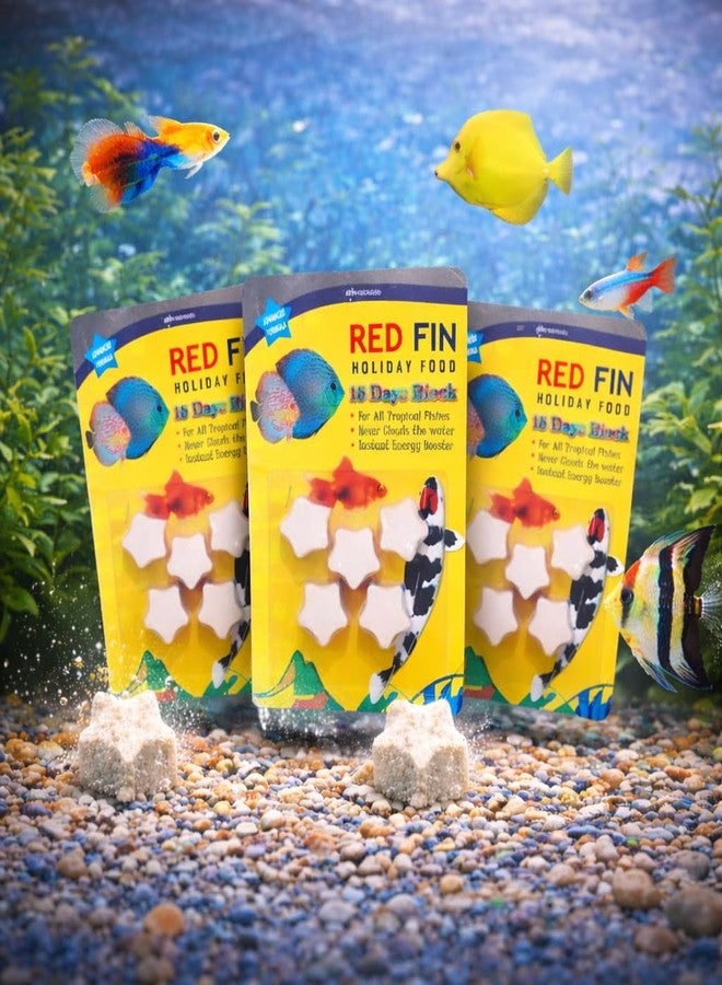 VAYINATO® (3 Pack) Redfin 15 Days Holiday Fish Food Block | All Life Stages | Suitable for All Tropical Fish | No Water Clouding | Energy Boost Formula | Vacation Auto Feeder - Image 1