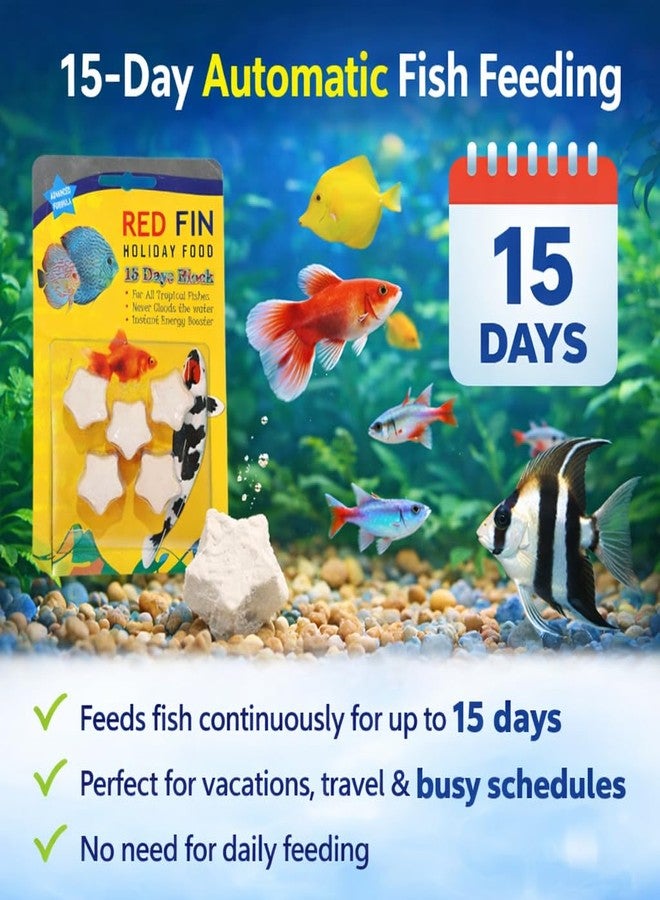 VAYINATO® (3 Pack) Redfin 15 Days Holiday Fish Food Block | All Life Stages | Suitable for All Tropical Fish | No Water Clouding | Energy Boost Formula | Vacation Auto Feeder - Image 2