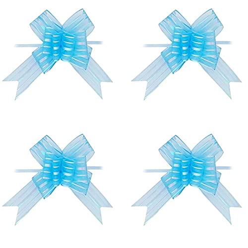 3A Featuretail Large Size Organza Pull Bow Flower Ribbon for Gift Wrap & Wedding Decoration Gift (30mm Width) (Light Blue Pull Ribbon, Set of 10) - Image 1