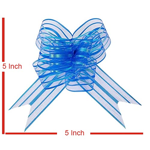 3A Featuretail Large Size Organza Pull Bow Flower Ribbon for Gift Wrap & Wedding Decoration Gift (30mm Width) (Light Blue Pull Ribbon, Set of 10) - Image 2