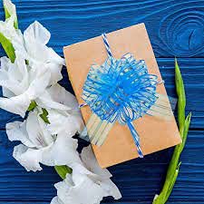 3A Featuretail Large Size Organza Pull Bow Flower Ribbon for Gift Wrap & Wedding Decoration Gift (30mm Width) (Light Blue Pull Ribbon, Set of 10) - Image 3