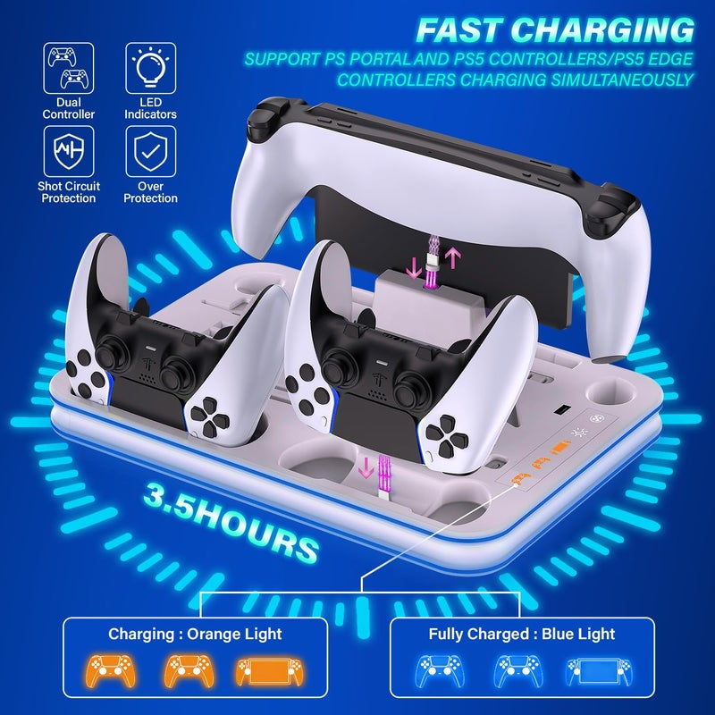 Sehawei PS5/PS5 Slim Stand and Cooling Station with RGB Lighting and 3 Level Cooling Fan,Charging Dock for PS5 Edge Controller and PS Portal,Remote Control and Headset holders,PS5/PS5 Slim Accessories - Image 3