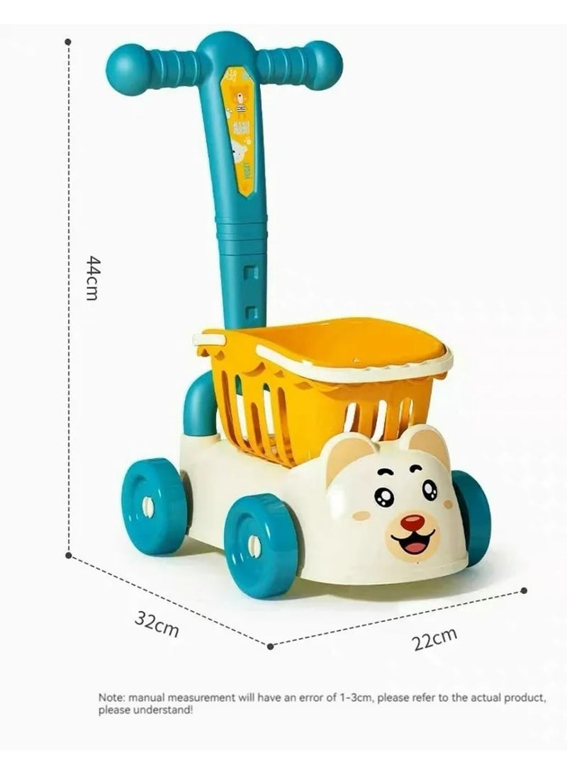 Vixplorn Kids Shopping Cart Toy - Supermarket Trolley with Pretend Food & Accessories, Role Play Educational Gift for Toddlers, Play Kitchen Pretend Set, Durable Plastic Baby Carriage  - Image 2