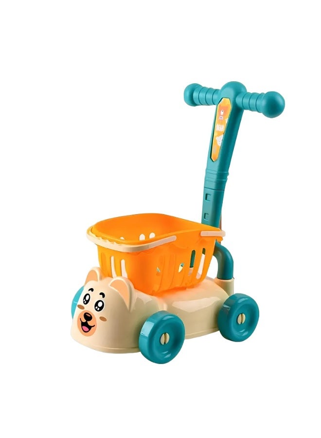 Vixplorn Kids Shopping Cart Toy - Supermarket Trolley with Pretend Food & Accessories, Role Play Educational Gift for Toddlers, Play Kitchen Pretend Set, Durable Plastic Baby Carriage  - Image 1
