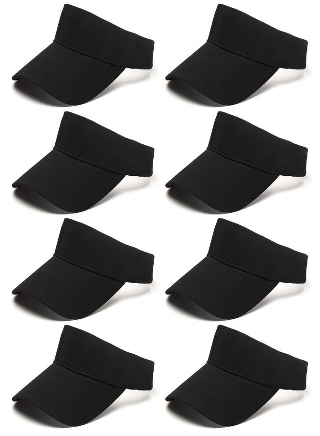 Tergy 8 Pieces Unisex Sports Sun Visor for Women Adjustable Cap Sun Visor Hat Baseball Tennis Golf Sun Cap for Men Black - Image 1