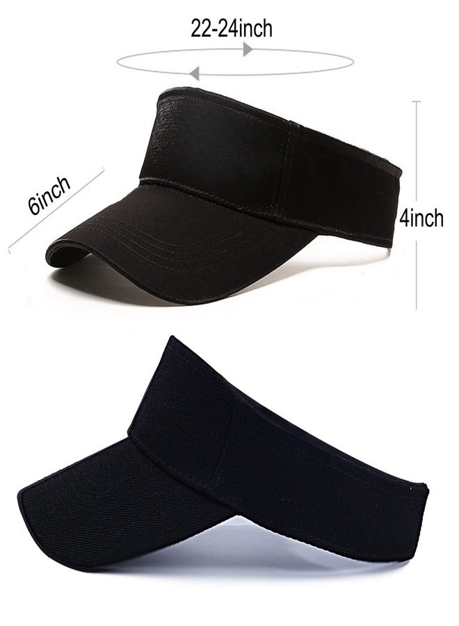 Tergy 8 Pieces Unisex Sports Sun Visor for Women Adjustable Cap Sun Visor Hat Baseball Tennis Golf Sun Cap for Men Black - Image 2