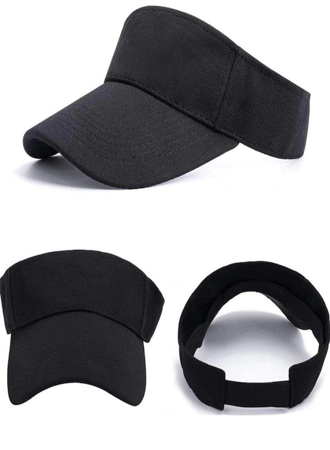 Tergy 8 Pieces Unisex Sports Sun Visor for Women Adjustable Cap Sun Visor Hat Baseball Tennis Golf Sun Cap for Men Black - Image 3