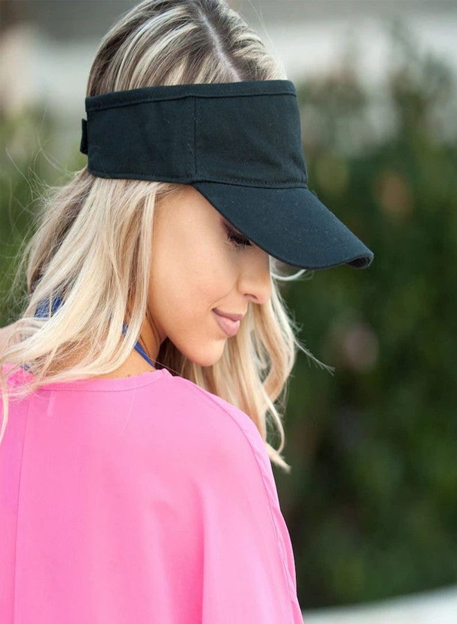 Tergy 8 Pieces Unisex Sports Sun Visor for Women Adjustable Cap Sun Visor Hat Baseball Tennis Golf Sun Cap for Men Black - Image 4