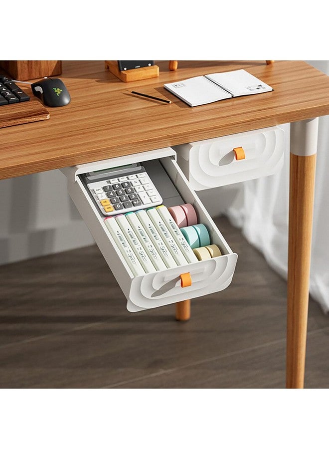 HOUSE OF QUIRK House of Quirk 8 Slot Plastic Utensils Drawer Storage Box Self Adhesive Cabinet Hanging Sock Boxes Under Desk Clothes Organizer Underwear (Beige) - Image 5