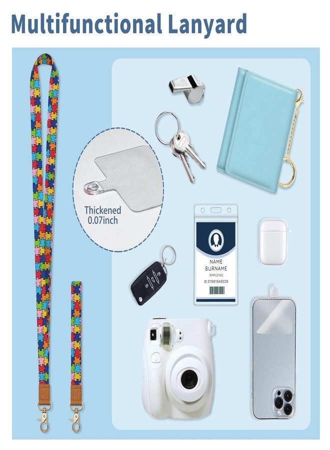 Mavellin Lanyard Wallet with Id Badge Holder, Autism Awareness RFID Small Keychain Wallet Women Wristlet, Cute Zipper Credit Card Holder Phone Wrist Neck Strap for Key Name Tag, Student Office Gifts - Image 5