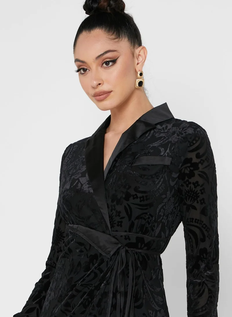 Khizana Floral Velvet Wrap Dress