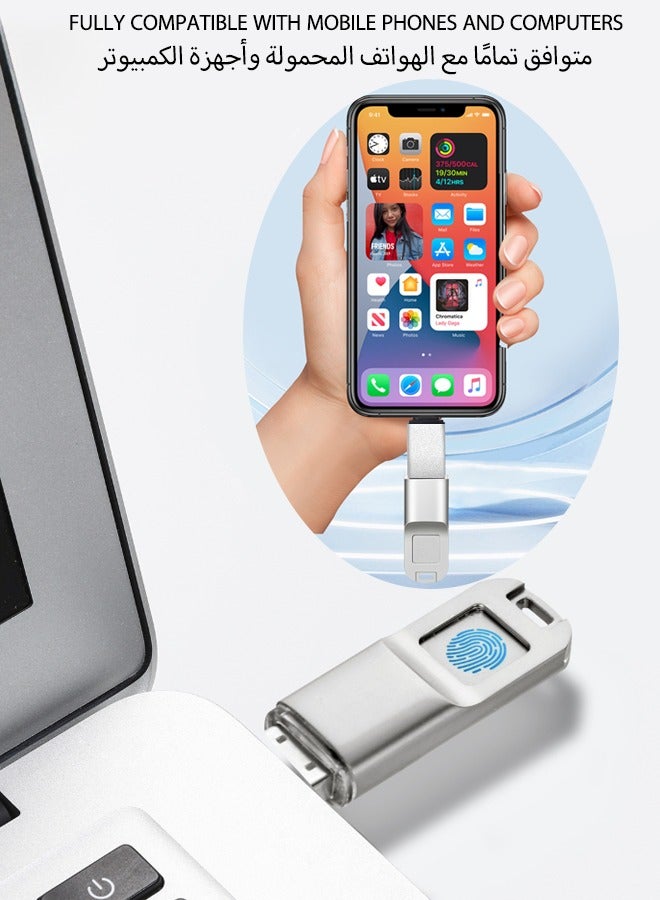 RUKYU 64GB Fingerprint USB 3.0 Flash Drive, Full Disk Biometric Encryption Secure Thumb Drive for PC, for Android Phone, Laptop for Friends and Family - Image 3