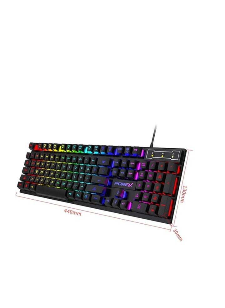 Forev - Forev gaming keyboard and mouse - model - FV-Q305S - 104 RGB backlit keys. Dustproof and waterproof, black - Image 1