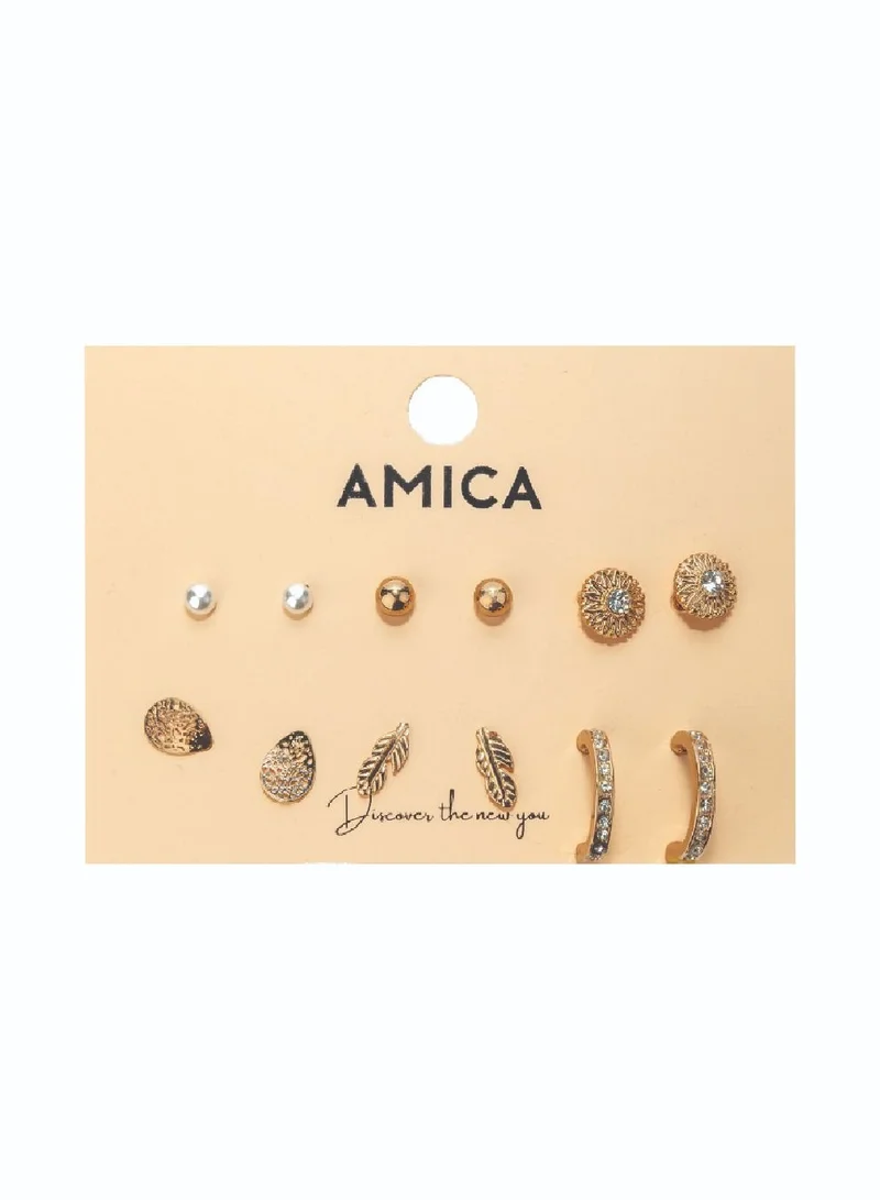 AMICA Assorted Set of 6 Fashion Earring Studs