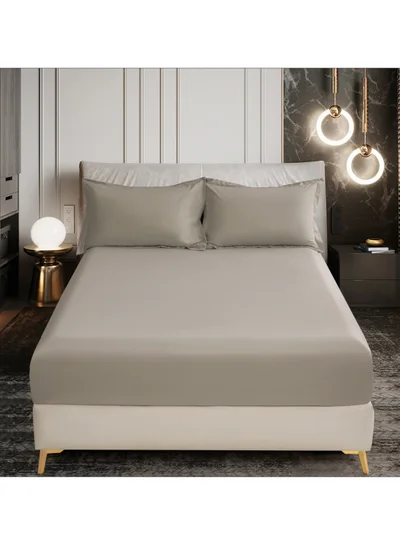 Donetella Bedding Fitted Sheet 2-Pcs Single Size Solid Bed Sheet Set Fits(90x190CM) With Pillowcases And 30 CM Extra Deep Brushed Microfiber Bed Sheet,Tan