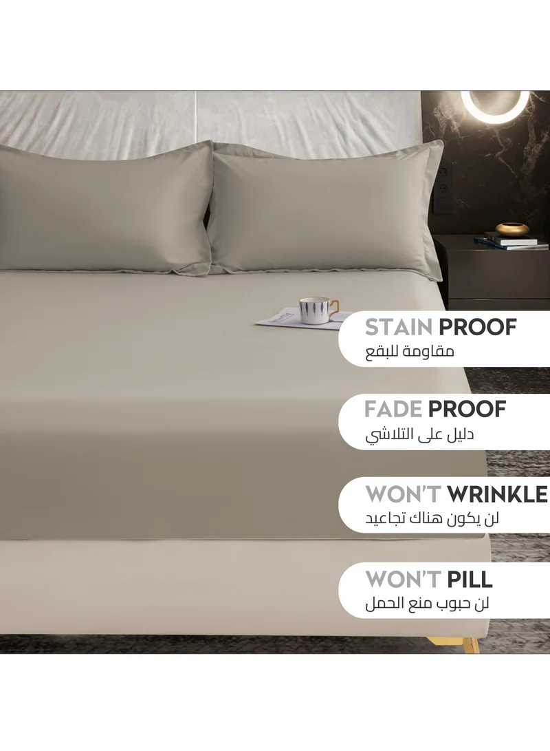 دوناتيلا الفراش المجهزة ورقة 2 قطعة حجم واحد الصلبة غطاء سرير مجموعة يناسب (90 * 190 سنتيمتر) مع سادات و 30 سنتيمتر اضافية عميق نحى ستوكات غطاء سرير ، تان