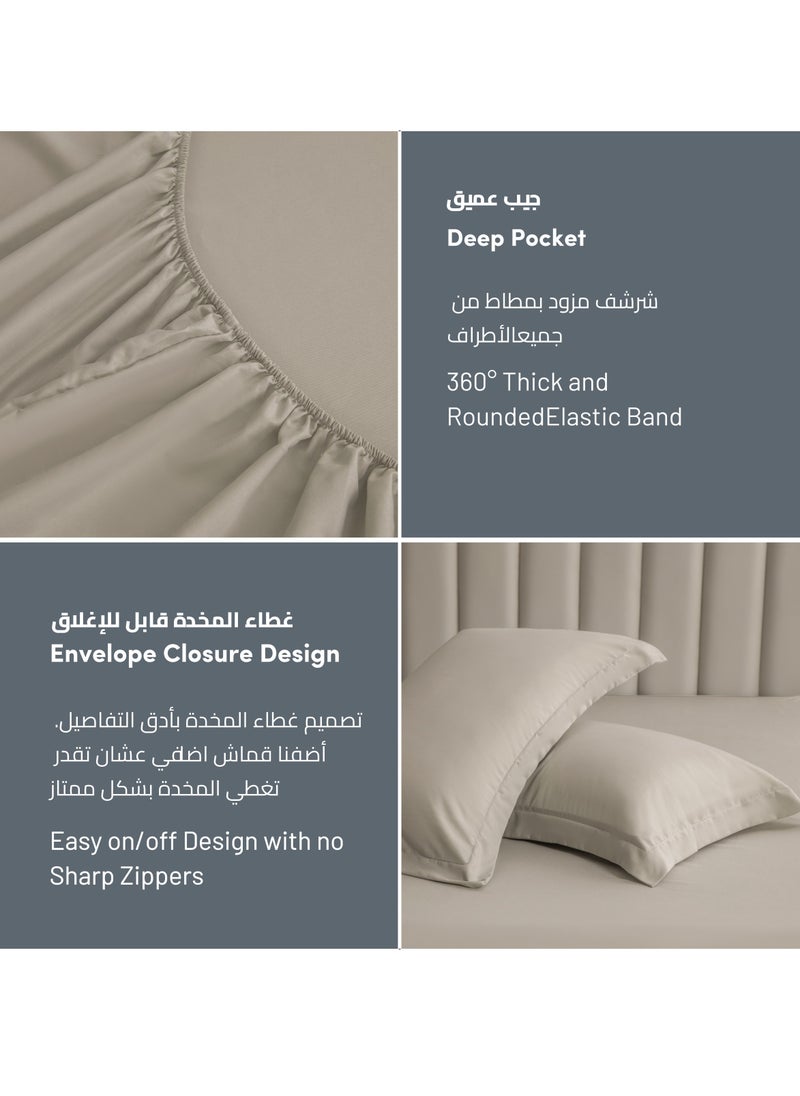 Donetella - Bedding Fitted Sheet 2-Pcs Single Size Solid Bed Sheet Set Fits(90x190CM) With Pillowcases And 30 CM Extra Deep Brushed Microfiber Bed Sheet,Tan - Image 1