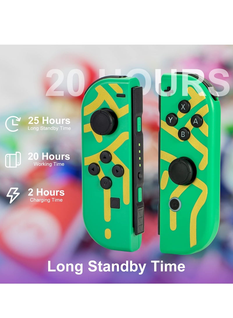 Wireless Joy-Con Controllers for Nintendo Switch, Lite, and OLED - L/R Replacement with Joystick, Wake-up, Screenshot, and Dual Vibration Features (Green)  - Image 5
