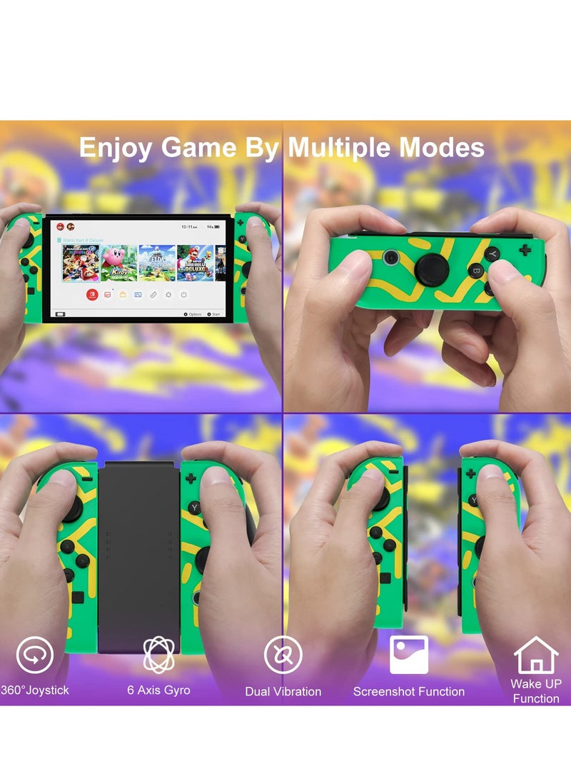 Wireless Joy-Con Controllers for Nintendo Switch, Lite, and OLED - L/R Replacement with Joystick, Wake-up, Screenshot, and Dual Vibration Features (Green)  - Image 4
