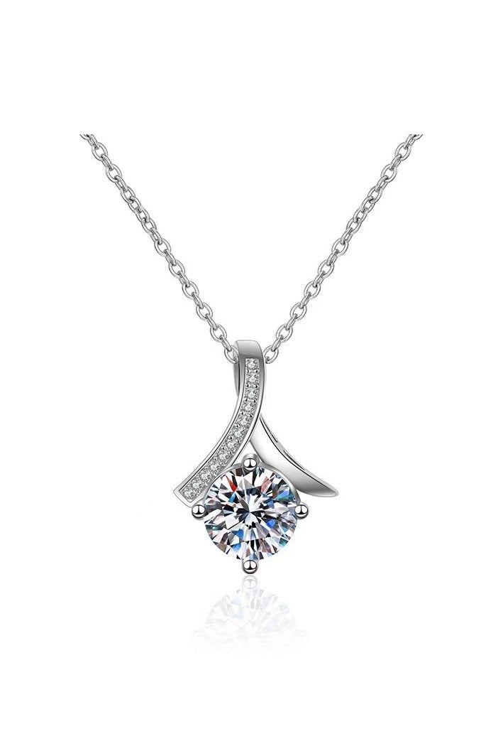 Akali Women's Moissanite Necklace, 1 Carat925 Sterling Silver Plated with 18K White Gold - Image 1