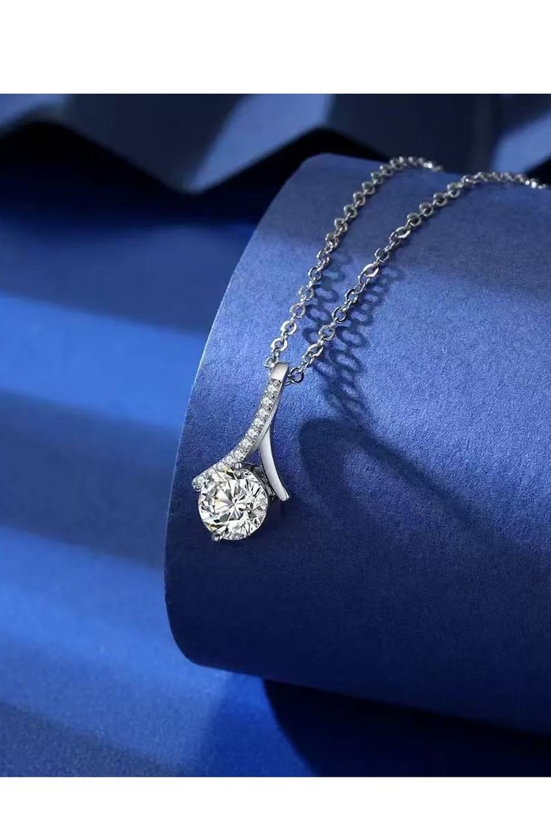 Akali Women's Moissanite Necklace, 1 Carat925 Sterling Silver Plated with 18K White Gold - Image 4