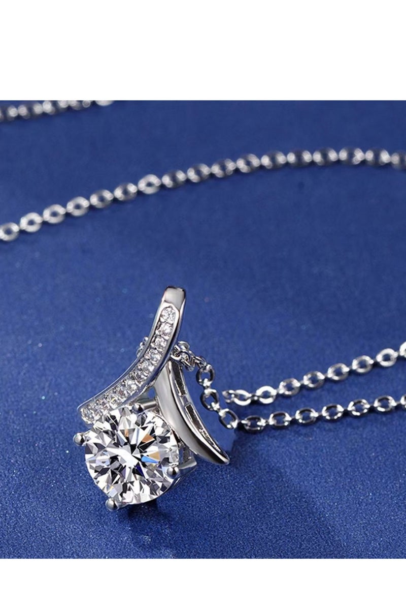 Akali Women's Moissanite Necklace, 1 Carat925 Sterling Silver Plated with 18K White Gold - Image 2