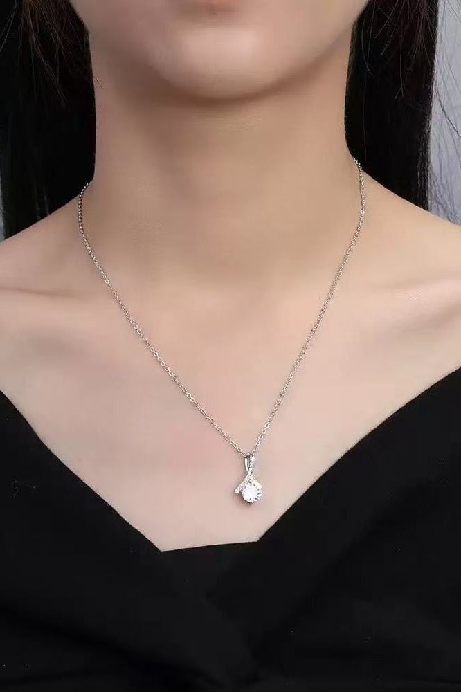 Akali Women's Moissanite Necklace, 1 Carat925 Sterling Silver Plated with 18K White Gold - Image 5