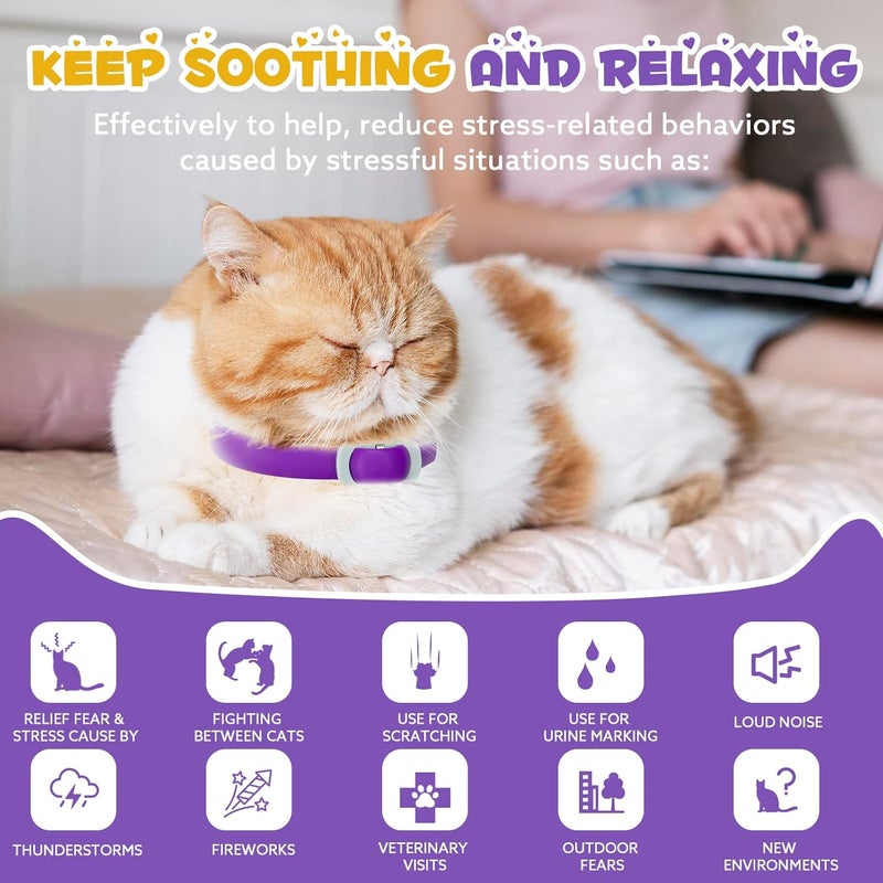 Oimmal 4 Pack Calming Collar for Cats, Adjustable Cat Calming Collar, Cat Pheromone Collar for Cats and Kitten, Relieve Reduce Anxiety Stress, Cat Anxiety Relief Calm Relaxing Collars - Image 4