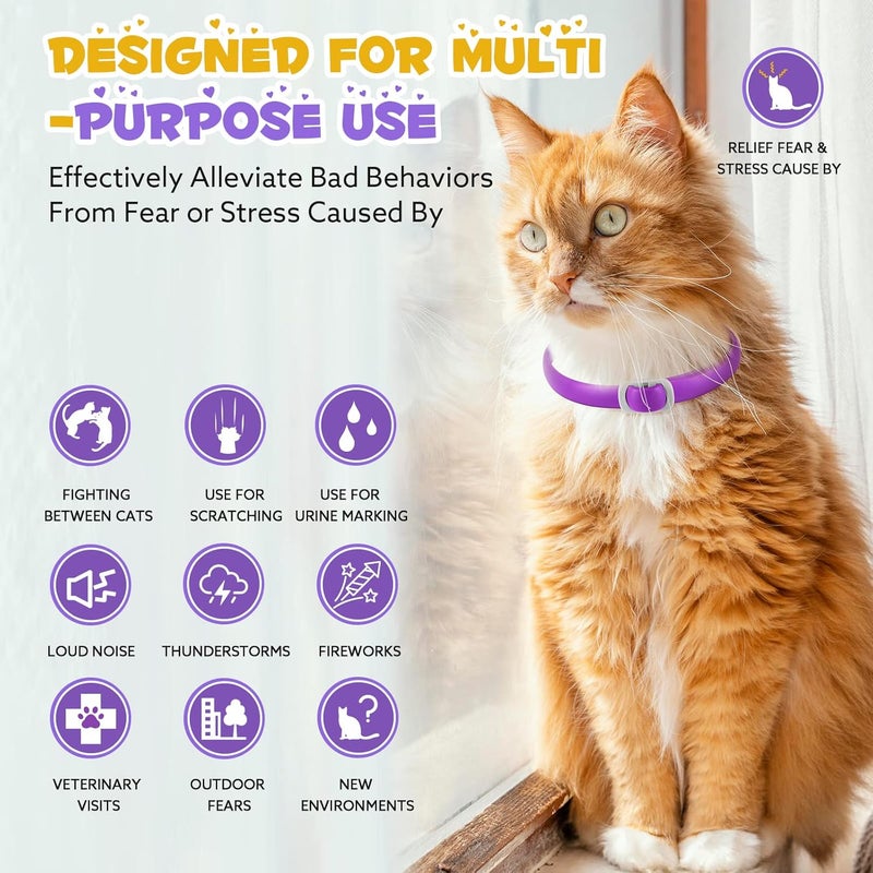 Oimmal 4 Pack Calming Collar for Cats, Adjustable Cat Calming Collar, Cat Pheromone Collar for Cats and Kitten, Relieve Reduce Anxiety Stress, Cat Anxiety Relief Calm Relaxing Collars - Image 2