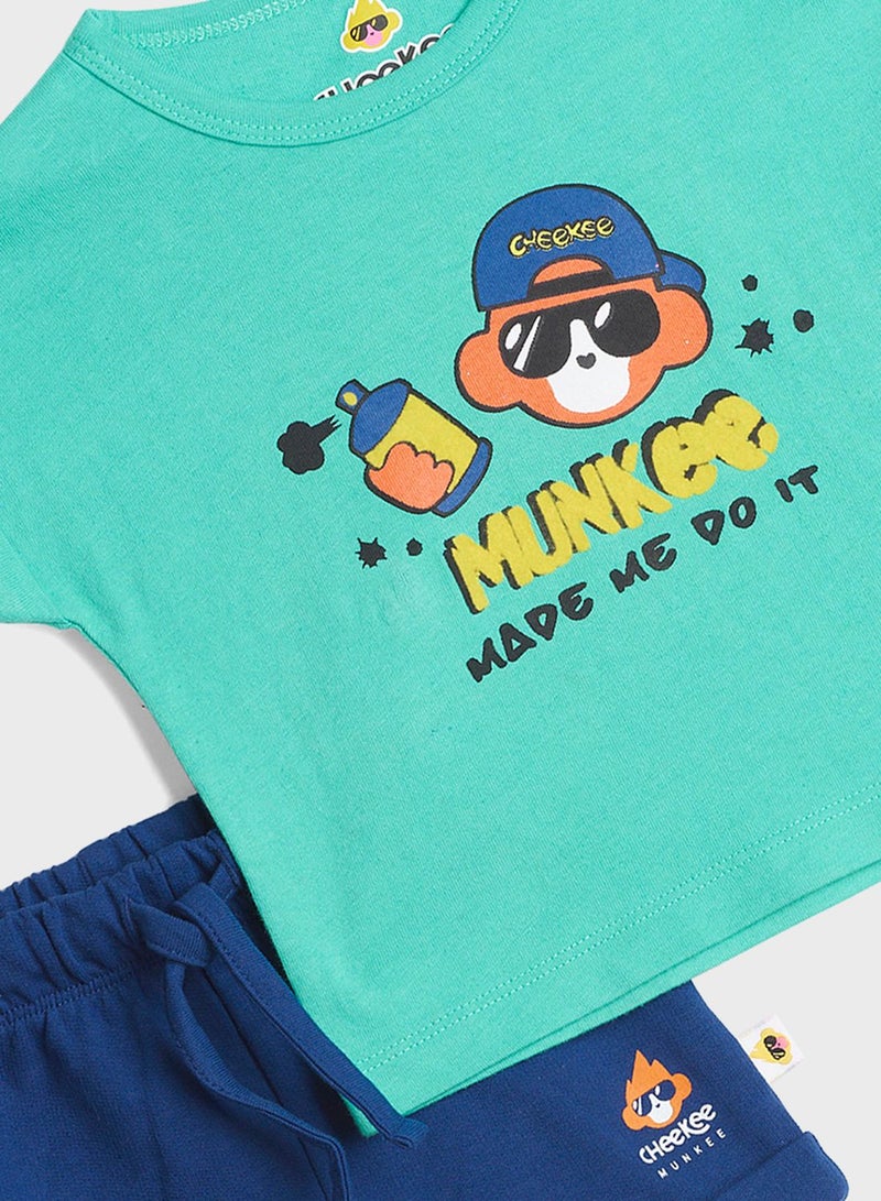 Cheekee Munkee Kids Graphic Round Neck T-Shirt - Image 3