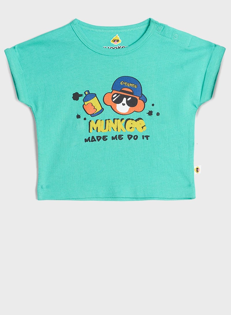 Cheekee Munkee Kids Graphic Round Neck T-Shirt - Image 1