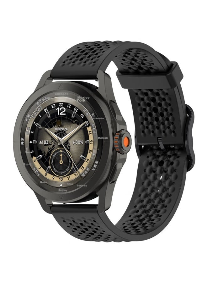 Kmaxai Liquid Silicone Watch Band For Xiaomi Watch S4/s4 Sport S1/s2/s3 Pro Color Sports Edition Breathable Replacement Strap Black - Image 1