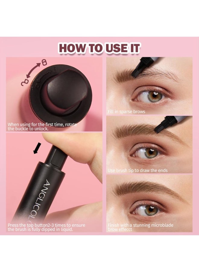 Anglicolor Upgraded Liquid Microblading Eyebrow Pen,Teardrop Angled Micro Eyebrow Brush To Microblading Eyebrow,Hair-Like Strokes,Natural Easy To Color Long Lasting Quick Drying (#05Espresso)  - Image 2