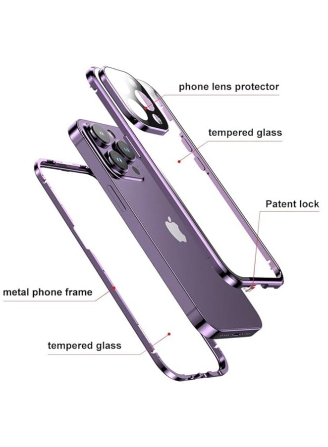 general iPhone 15Pro Max/15Plus/15Pro/15 Magnetic Case with Security Lock, Double-Sided Glass, 360° Full Body Case, Screen Protector, Camera Lens Protector, Clear Lockable Cushion Case - Image 3