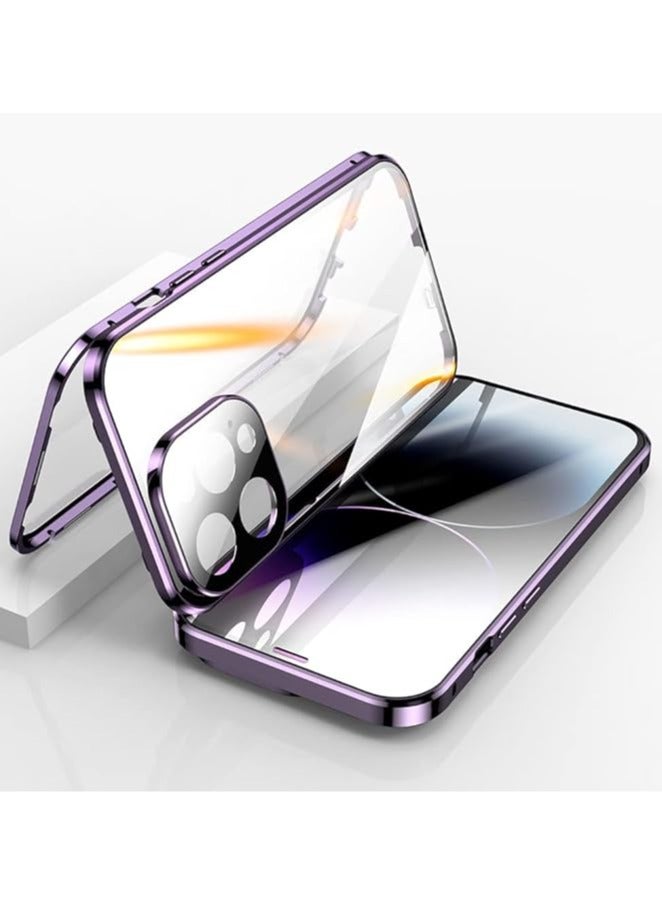 general iPhone 15Pro Max/15Plus/15Pro/15 Magnetic Case with Security Lock, Double-Sided Glass, 360° Full Body Case, Screen Protector, Camera Lens Protector, Clear Lockable Cushion Case - Image 5