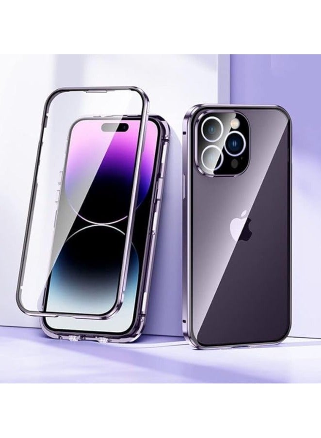 general iPhone 15Pro Max/15Plus/15Pro/15 Magnetic Case with Security Lock, Double-Sided Glass, 360° Full Body Case, Screen Protector, Camera Lens Protector, Clear Lockable Cushion Case - Image 1