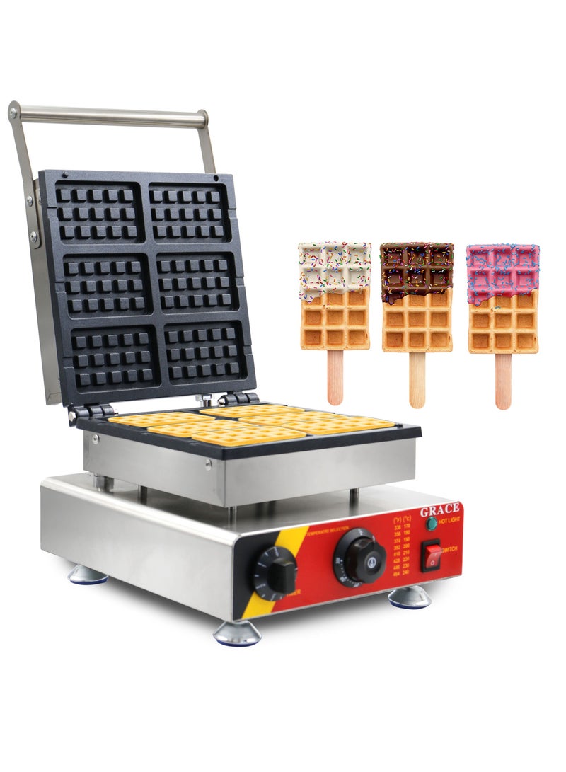 Grace Commercial Popsicle Stick Waffle 6 Mould s Lolly Waffle Machine - Image 1