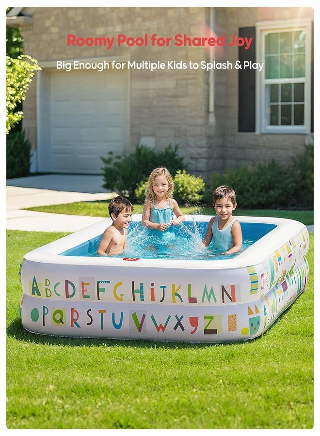 QPAU Kiddie Pool - 65" x 39" Inflatable Pool for Kids & Toddlers, Ball Pit & Baby Pool with Soft Floor, Educational Alphabet & Number, Durable Outdoor Play Toys for Backyard & Indoor Fun (Blue) - Image 5