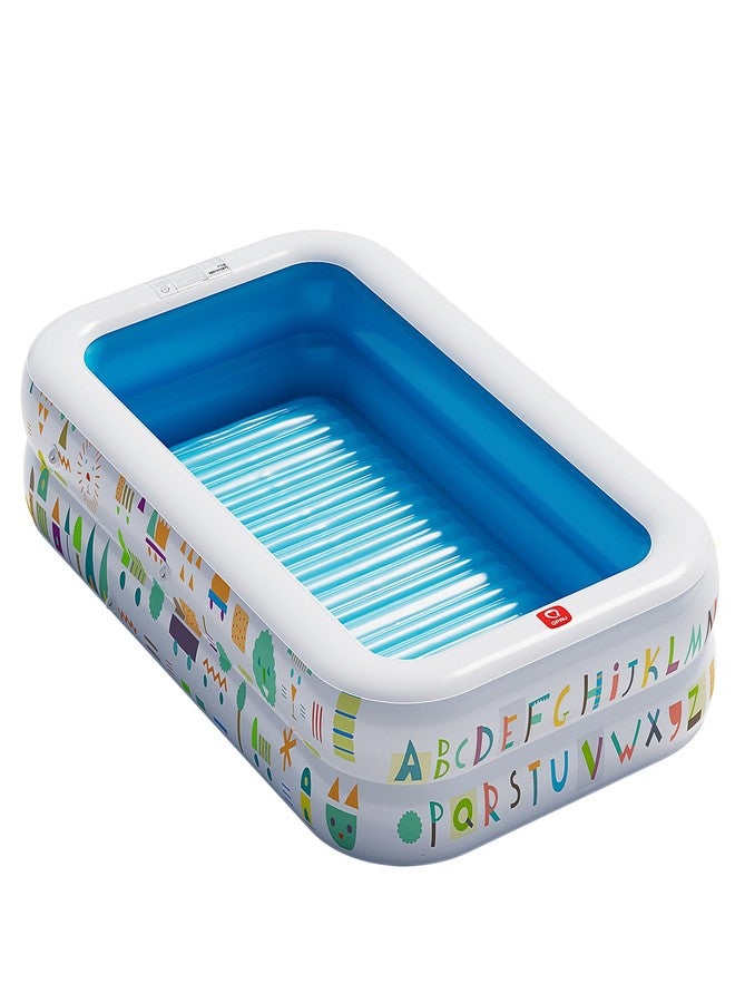 QPAU Kiddie Pool - 65" x 39" Inflatable Pool for Kids & Toddlers, Ball Pit & Baby Pool with Soft Floor, Educational Alphabet & Number, Durable Outdoor Play Toys for Backyard & Indoor Fun (Blue) - Image 1