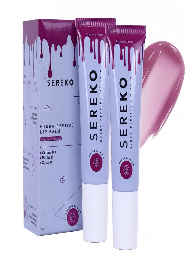 Sereko مرطب شفاه ملون سيريكو هيدرا ببتيد للشفاه الجافة والمتشققة مع السيراميدات والسكوالين | ترطيب يدوم طويلاً، يحافظ على ترطيب الشفاه لمدة 24 ساعة، يملأ الشفاه وينعمها | للنساء والرجال | بنكهة سوربيه التوت - 16 جم (عبوة من قطعتين) - Image 1