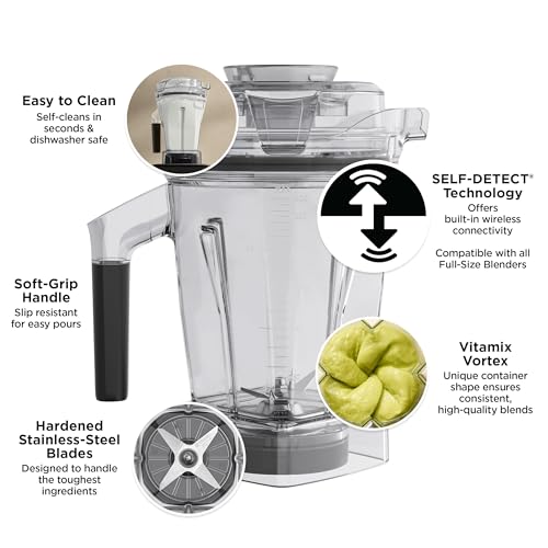 Vitamix وعاء خلط سعة 48 أونصة من فيتاميكس مع تقنية الكشف الذاتي، خالي من BPA، آمن للغسل في غسالة الصحون، متوافق مع جميع خلاطات فيتاميكس كاملة الحجم - Image 2