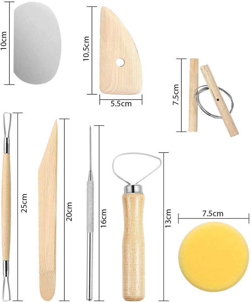 SOHAM SHREE Art Ceramic Clay Wax Pottery Tool Kit (8 Pieces, Beige) - Image 2