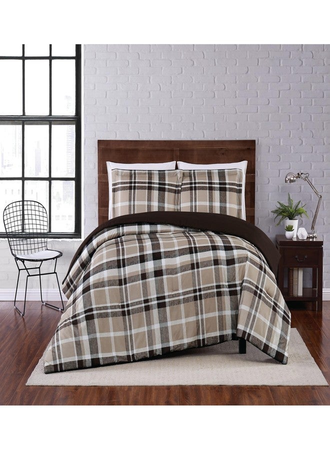 TRULY SOFT Paulette Plaid Taupe 72" Square Shower Curtain - Image 3