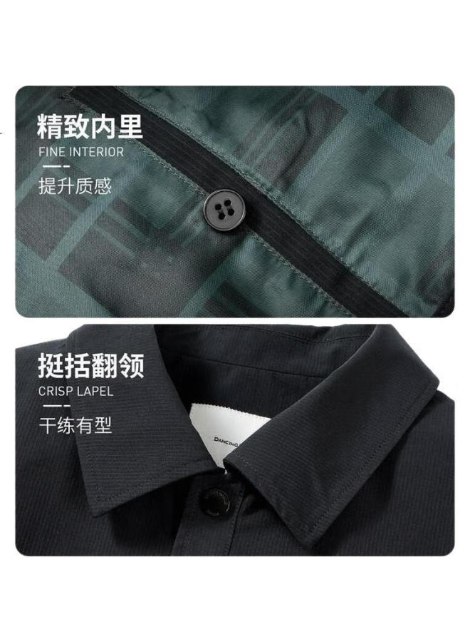Dancing Wolves Exquisite Lined Lapel Workwear Jacket Men'S High Density Windproof Quilted Jacket Versatile Outerwear 001 Black 180 - Image 1