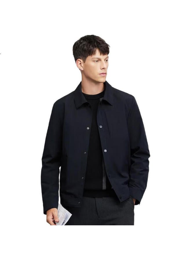 Dancing Wolves Exquisite Lined Lapel Workwear Jacket Men'S High Density Windproof Quilted Jacket Versatile Outerwear 001 Black 180 - Image 2