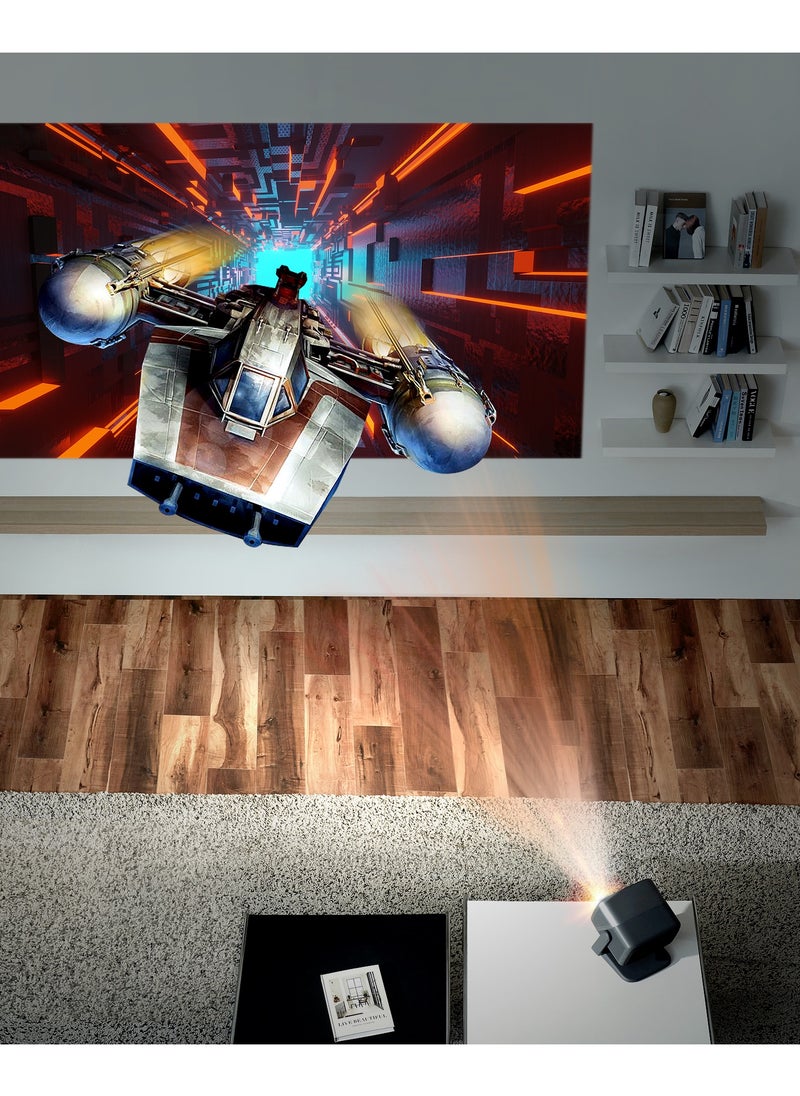 JMGO N1 Ultra 4K Triple Laser Projector, 360 Freestyle Gimbal, Blu-Ray 3D, 2200 CVIA Lumen, HDR 10, Android TV 11, 10W2 Dynaudio Speakers, Instant Keystone Correction, Smart & Portable Theater